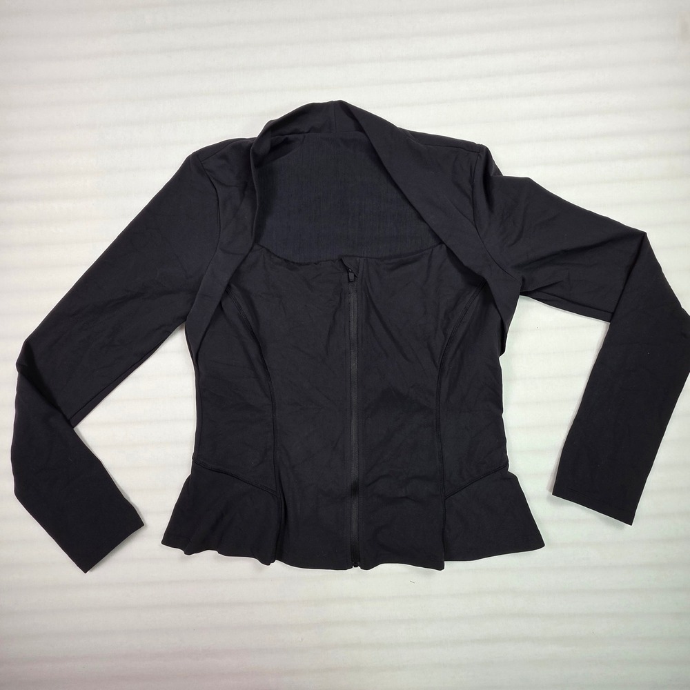 Halara Athletic Peplum Full Zip Jacket Black Long Sleeve Thumbholes size large